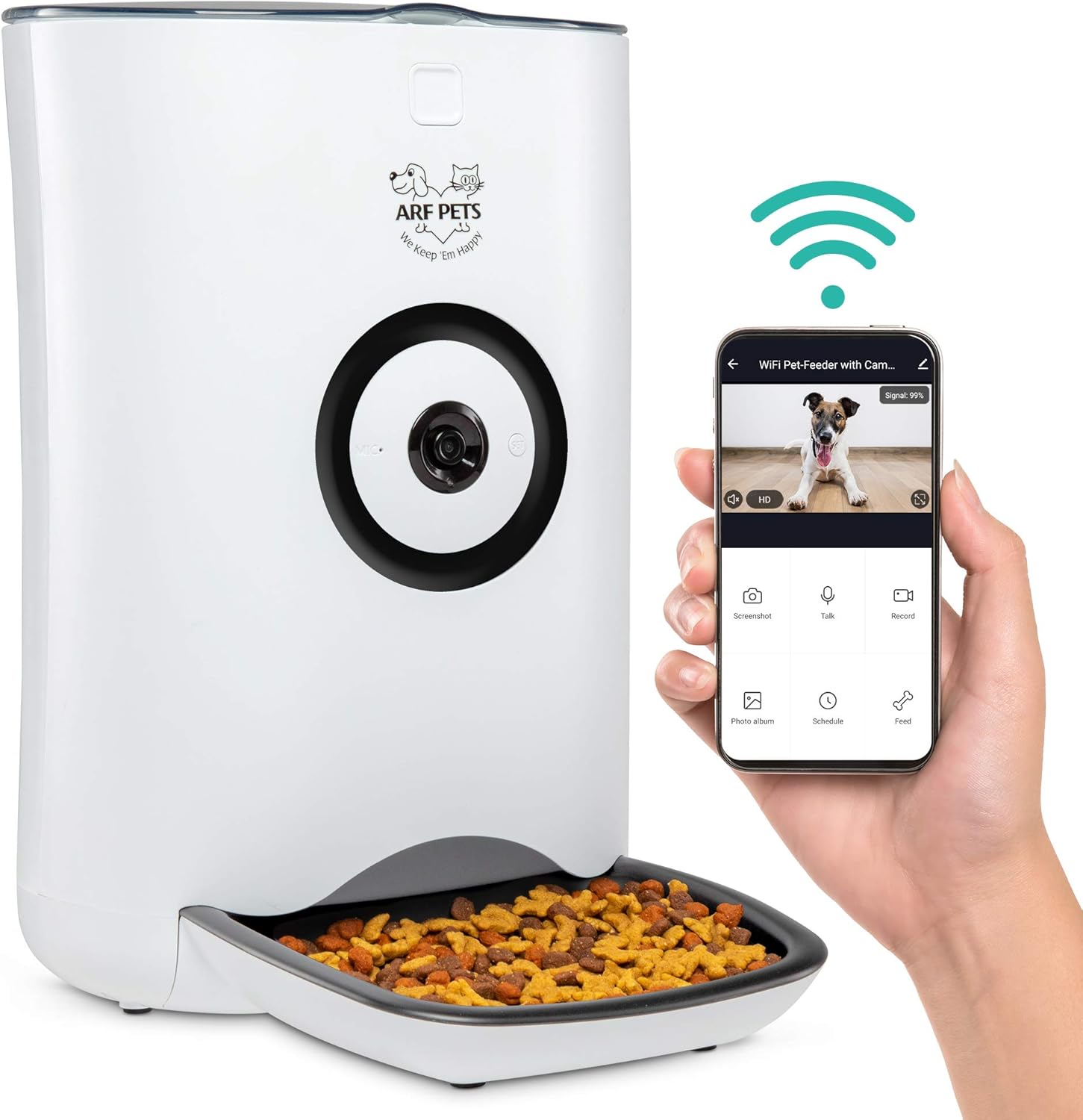 Arf Pets smart automatic pet feeder with HD camera and two-way audio