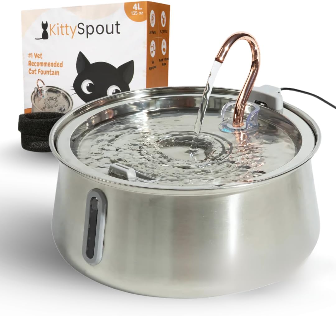 NPET stainless steel cat water fountain with flower design