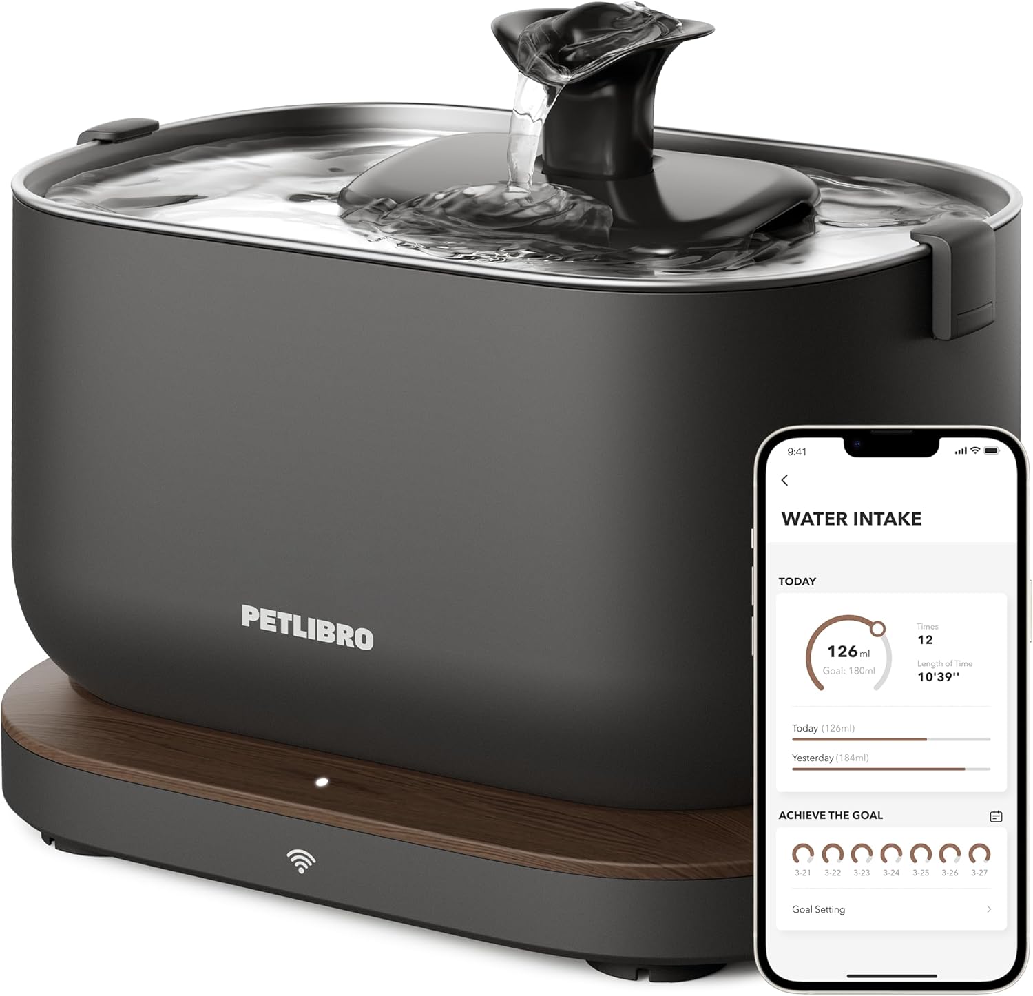 PETLIBRO Dockstream stainless steel cat fountain with LED indicator